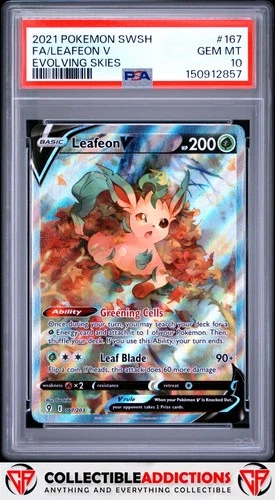 2021 Pokemon Sword & Shield Evolving Skies #167 Leafeon V PSA 10