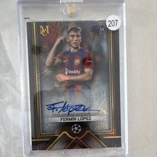 Topps Museum UEFA Fermin Lopez FC Barcelona Rookie Gold Autograph Card /50. rookie card picture