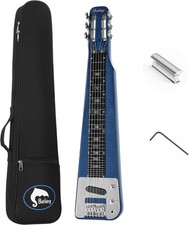  Lap Steel Guitar 6 String Slotted Head Stock Electric Slide Guitars Blue Color