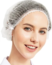 Protectx 100-Pack White Disposable Hair Nets, Elastic Head Cover, Bouffant Caps,