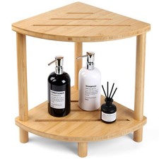 Bamboo Corner Shower Stool,Waterproof Shower Stool for Inside Shower Shaving ...