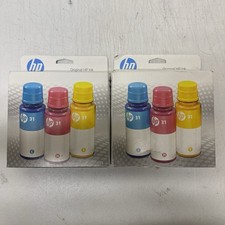 3 Genuine HP 31 3-Pack Cyan, Magenta, Yellow Ink Bottles EXP 2025