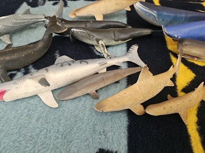 Lot Of 12 Vintage Larami Whales And Sharks 90ss 80s Vintage Sea Creatures