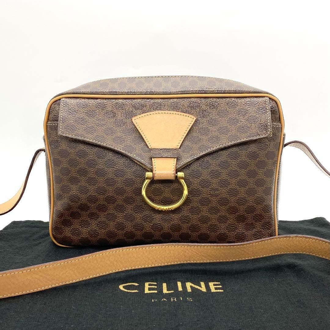 Celine Macadam Shoulder Bag PVC Brown Authentic G0706829
