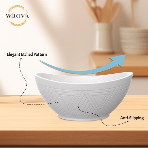 Wheat Straw Bowls Set of 4 with Textured Pattern - Unbreakable Cereal Bowls 2... - Picture 4 of 6