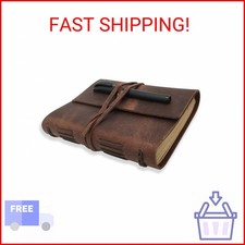 Leather Journal Writing Notebook - Genuine Leather Bound Daily Notepad for Men