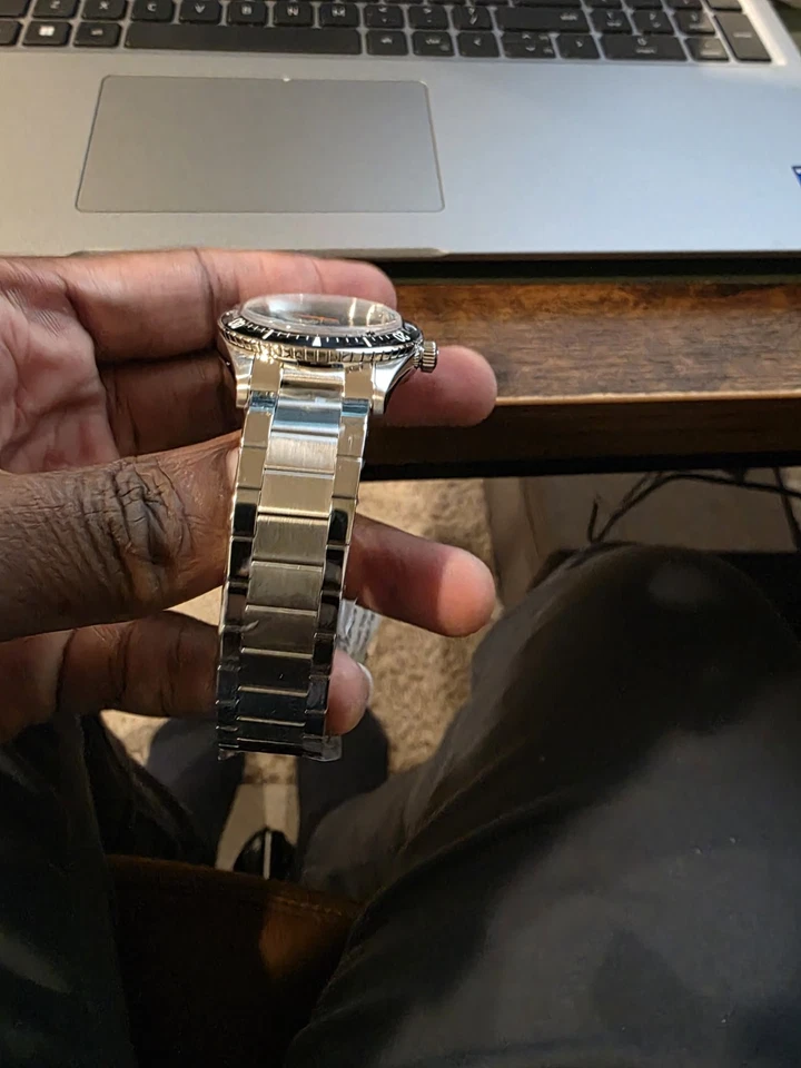 Nivada Grenchen Aquamar Black Flat Link Bracelet 32068A20 Men's 38mm Steel Watch - Image 2 of 4