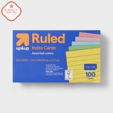 NEW-100ct 3" x 5" Ruled Index Cards
