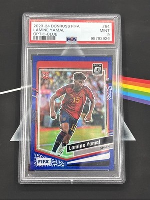 2023-24 Donruss - Lamine Yamal Rookie - Optic Blue 1/99 - 1st Print - PSA Mint 9