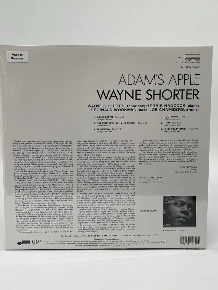 WAYNE SHORTER ADAM'S APPLE 12" LP EX VINYL RECORD SHRINK BLUE NOTE 180G KG 2022 - Image 2 of 4