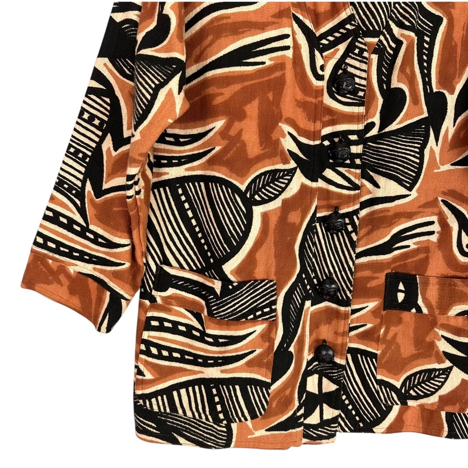Chaqueta Ashro Africana Estampado Afrocéntrico Tallada Máscara Botón Algodón Forrado Prendas Artísticas M Foto 3 de 4