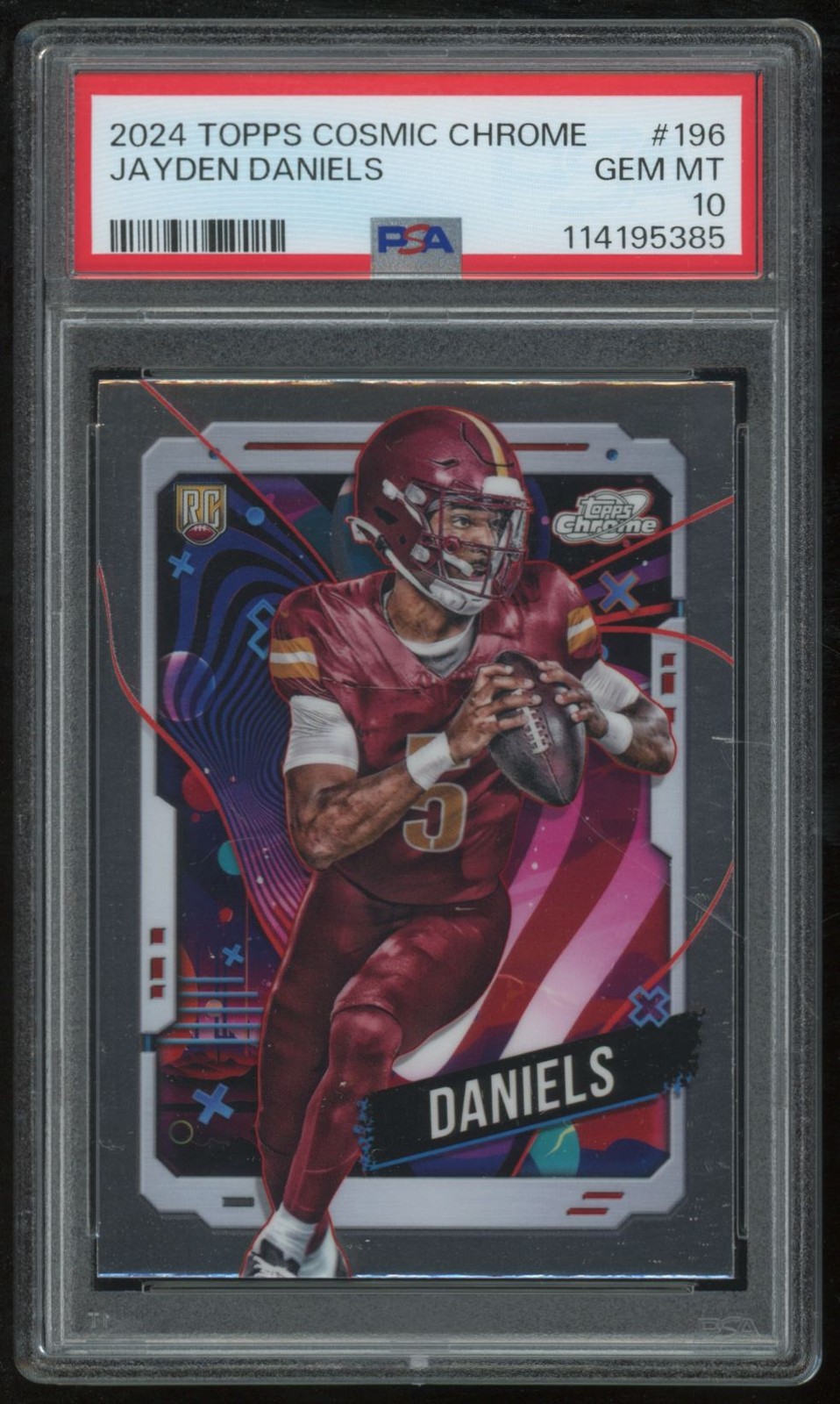 JAYDEN DANIELS 2024 TOPPS CHROME COSMIC #196 RC PSA 10