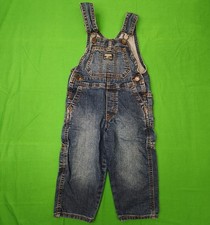OshKosh B'Gosh Baby Overalls Denim Blue Jeans Bib Vestbak Size 2T Carpenter