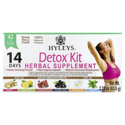 14 Days Detox Kit, Assorted, 42 Foil Envelope Tea Bags, 2.22 oz (63 g)