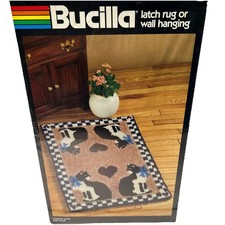 Sealed New Bucilla Latch Hook Rug Wall Hanging Country Cats 13255 Kit 24 X 36 in