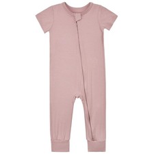 Baby Romper Bamboo Rayon Short Sleeve Footless Pajamas 2 Way Zipper Summer Ju...