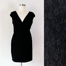 Chaps Black Lace Ruched Dress, Whimsigoth, Party, Sexy