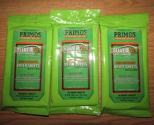 Three Packs 16 Primos Hunter Scent Eliminating Dryer Sheets
