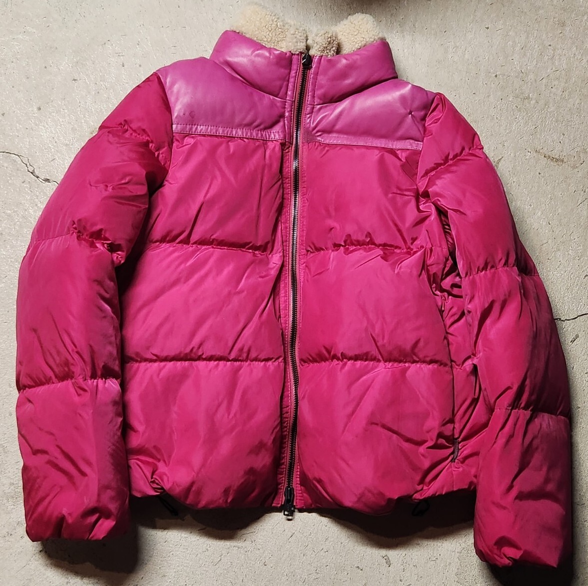 Coach Women Legacy FUCHSIA Pink Down Puffer Jacket Coat Shearling