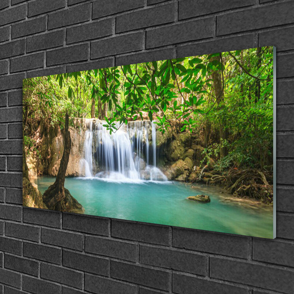 Tableau sur verre cascade 100x50 cm pour agrandir visuellement une pièce sombre