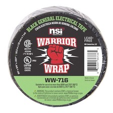 WarriorWrap General 3/4 in. x 60 ft. 7 mil Vinyl Electrical Tape, Black