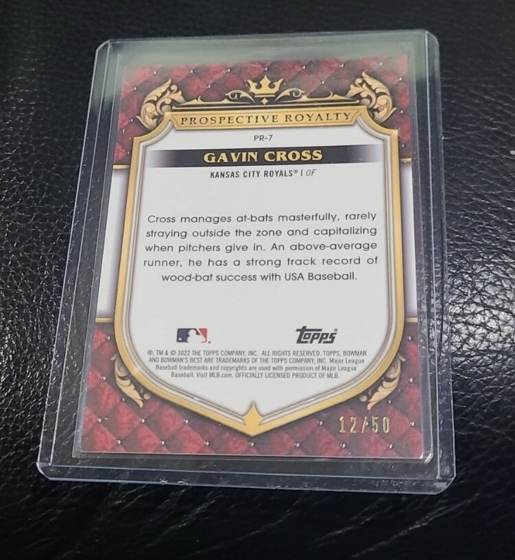 2022 Bowman's Best Gavin Cross Prospective Royalty Lava Refractor /50 Royals - Image 3 of 4