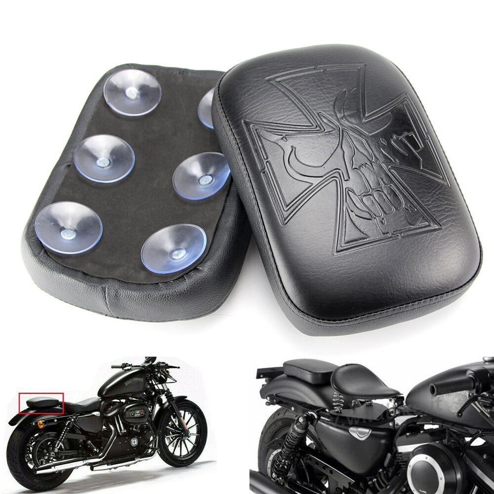 Rear Solo Passenger Pillion Pad Seat 6 Suction Cups For Harley 