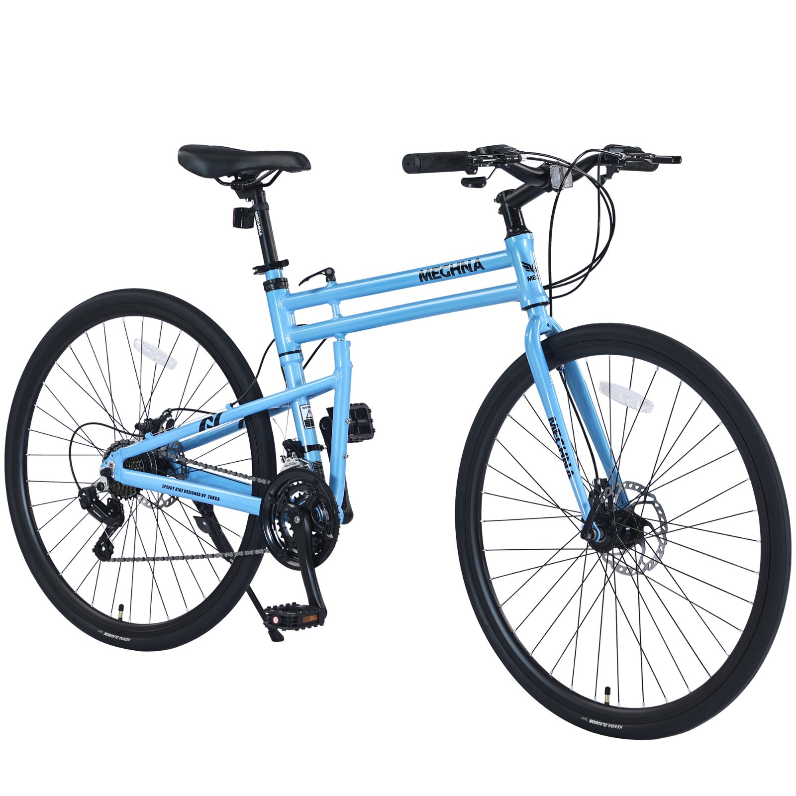 MEGHNA 700C Folding Road Bike 21-Speed Heavy Duty Folding Bike ,Blue