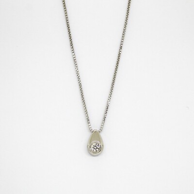 Halsband aus Weißgold 18k mit Diamant Punto Luce A Tropf - 0.14 CT