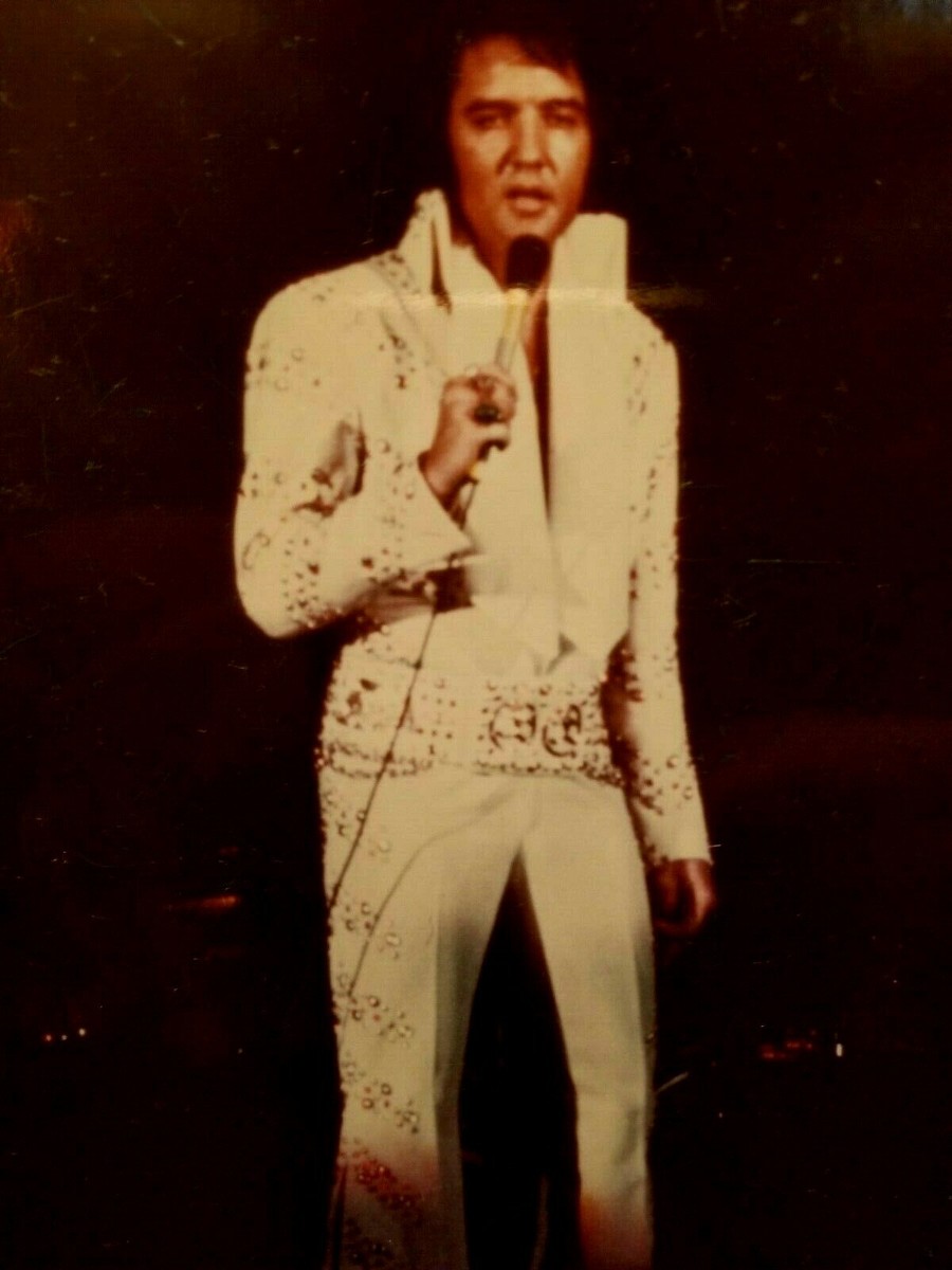 Elvis Presley White Jeweled Jumpsuit Bell Bottoms Picture Photo w