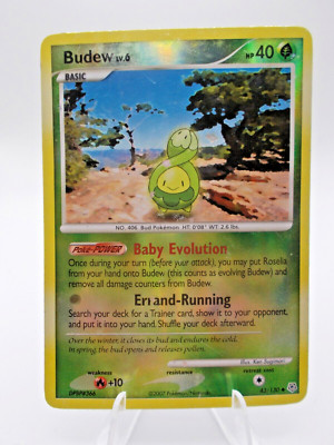Budew 43/130 Diamond and Pearl Pokémon TCG Reverse Holo Moderatly Played