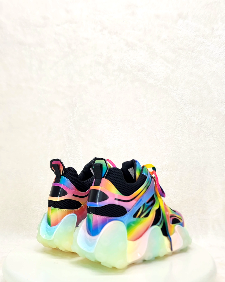 Anthony Wang Alien Black & Rainbow Hidden Wedge Platform Sneakers