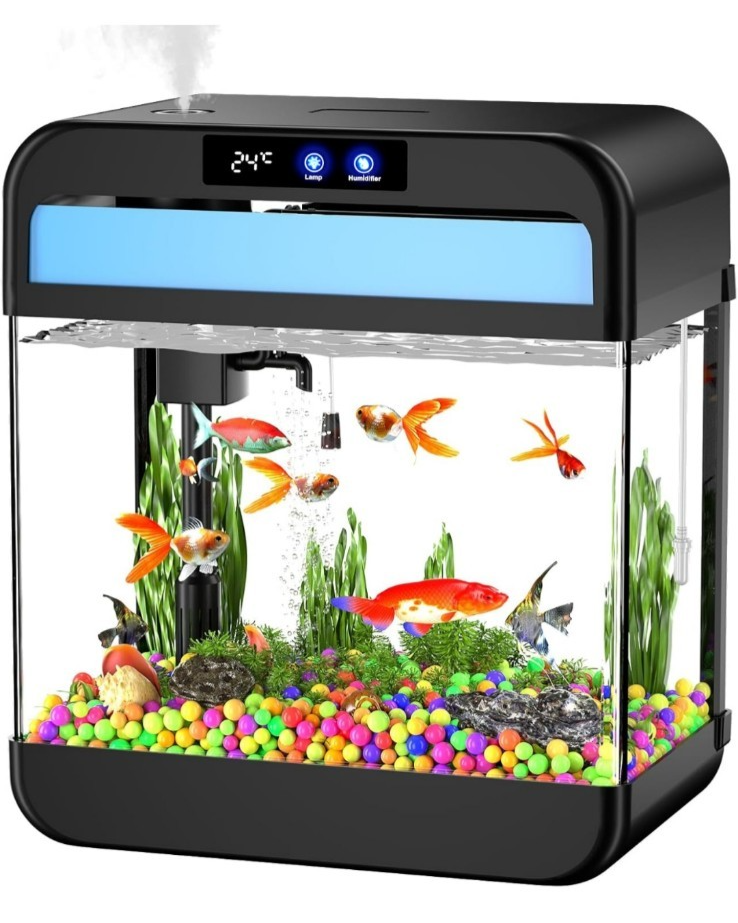 2.2 Gal Fish Tank Aquarium with Humidifier 7-Color LED Light and Timer