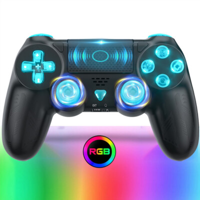 LED Wireless Bluetooth Controller For Playstation 4 PS4 / Pro / Slim RGB Gamepad