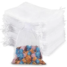 100 Pack 5x7 Inch Sheer Organza Bags Wedding Favor Bags with Drawstring