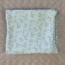 Aden  Anais Green Leaf Leaves Polka Dots Baby Swaddle Blanket White Muslin