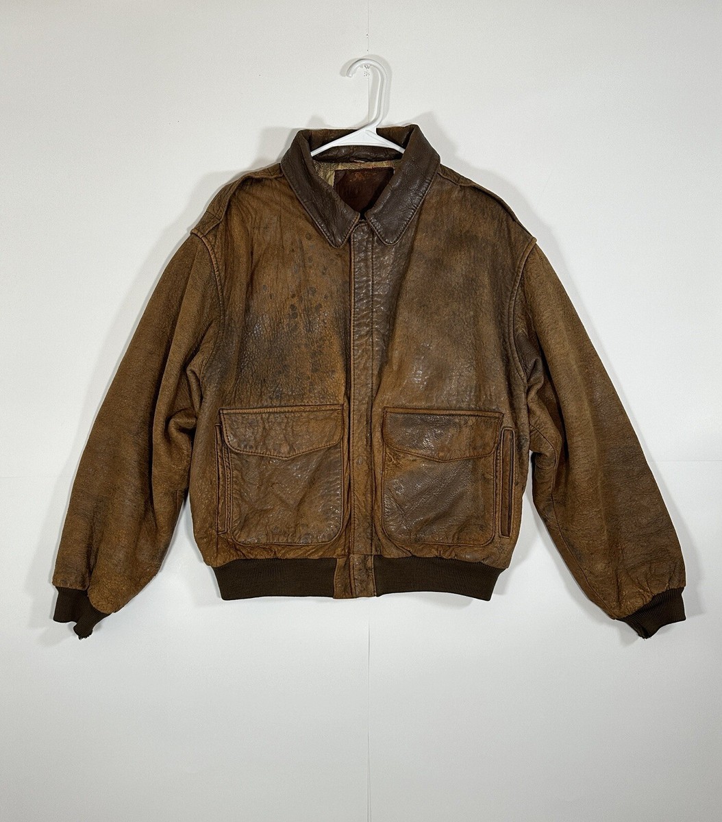 Vintage Red Sky Brown Leather Jacket Aviator Bomber LTD Edition