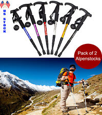 Pair of 2 Trekking Walking Hiking Sticks Anti-shock Adjustable Alpenstock Poles