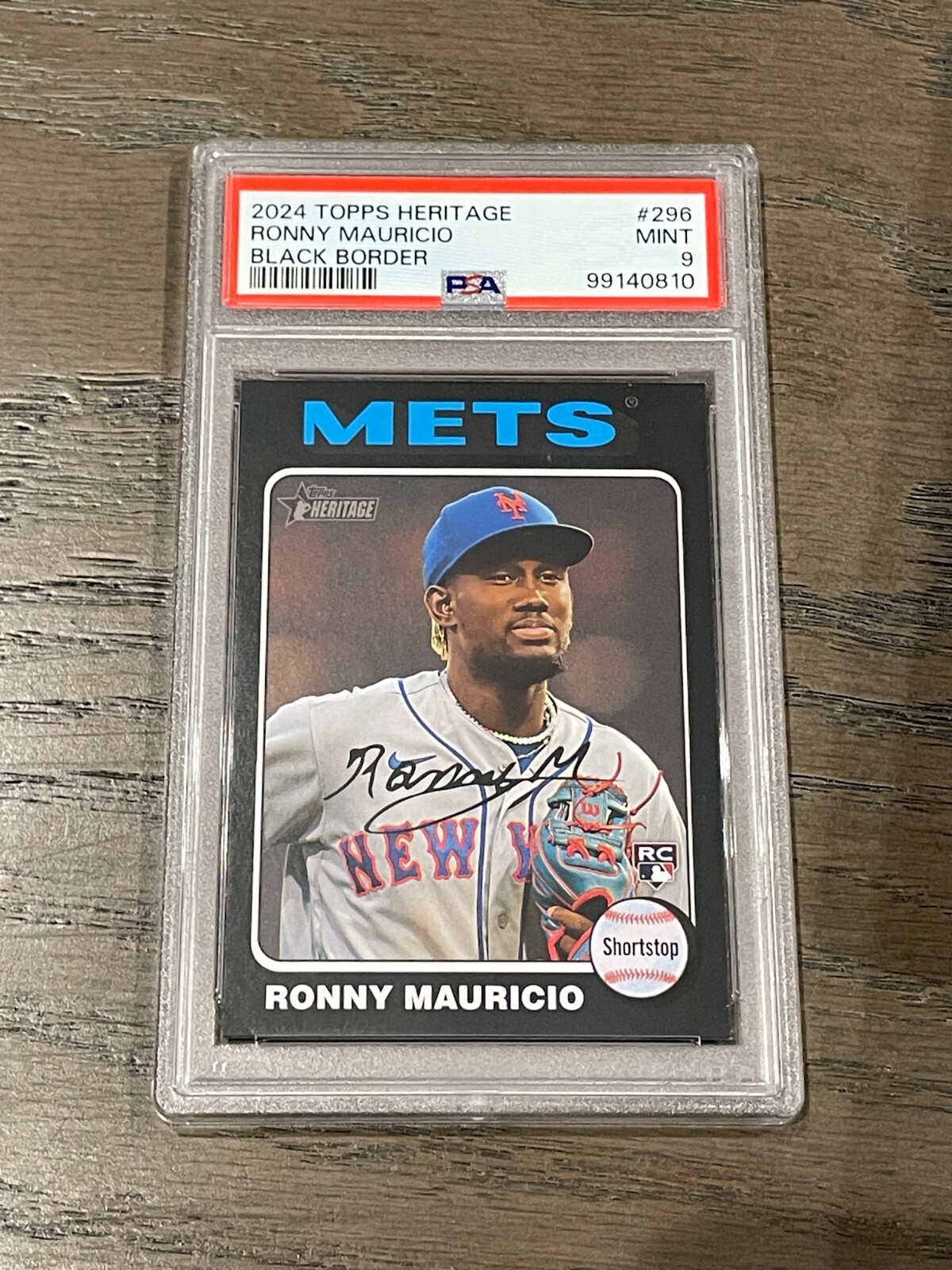 2024 Topps Heritage Black Border Ronny Mauricio RC #296 PSA 9  New York Mets