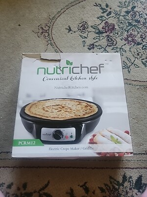 NutriChef PCRM12 Electric Crepe Maker / Griddle Hot Plate Cooktop Round 12''...