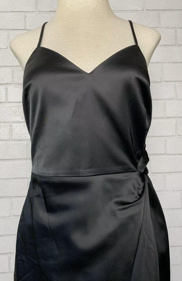 NBD Georgia Slip Dress Black Small Bodycon Spaghetti Straps Wrap