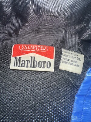Vintage 90s Marlboro Unlimited Blue Windbreaker Full ZIP Jacket