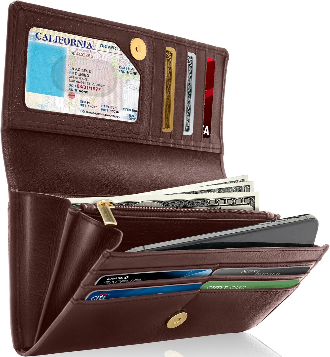 【関税送料込】T-Lock lizard embossed cardholder☆☆ NEW! Genuine Leather Trifold Wallet lizard embossed 6 Credit