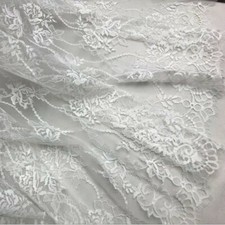Floral Lace Tulle Mesh Fabric Embroidery Scalloped Bridal Dress Cloth 150 150CM