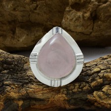 Fabulous Rose Quartz Gemstone 925 Sterling Silver Handmade Ring All Size