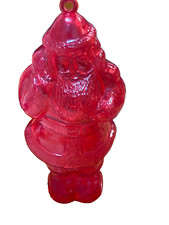 Santa Claus Red Clear Plastic Hanging Ornament