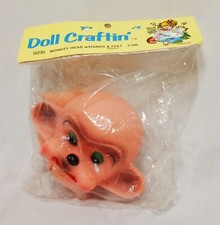 Crying Monkey Head Hands Feet 3.5" New old stock Doll Craftin' 162-85 Bald