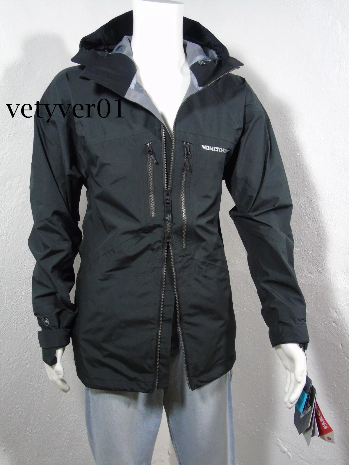 NWT HOMESCHOOL Universe Parka Waterproof/Breathable RECCO Jacket Black size S