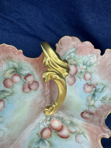 Antique Giraud Limoges France 3 Section Grape Serving Dish Gold Trim 1892-1907 - Picture 6 of 14