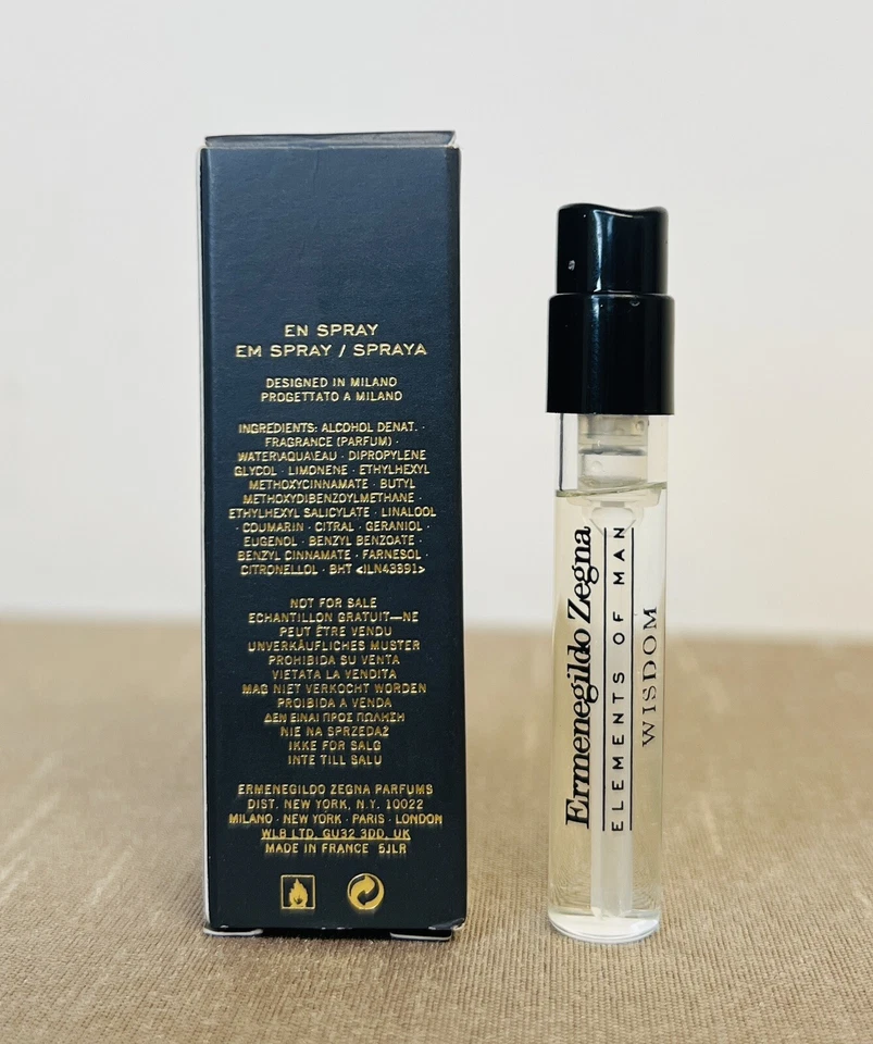 ERMENEGILDO ZEGNA Elements of Man SABIDURÍA, muestra spray 0,05 fl oz / 1,5 ml, NUEVO Foto 2 de 2